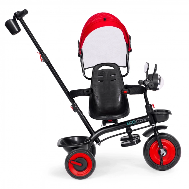 Triciclo 3-in-1 con sedile girevole e cappottina rossa di ECOTOYS