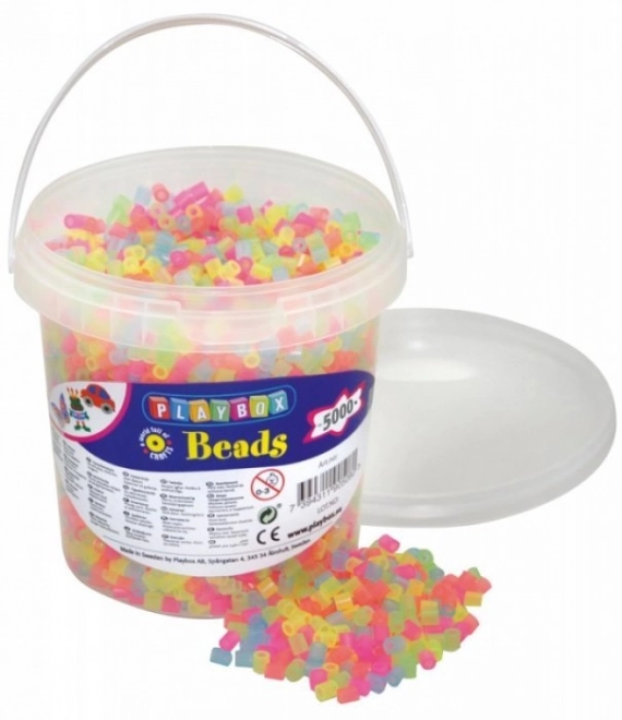 Playbox perline da stirare in secchio - neon 5000 pezzi