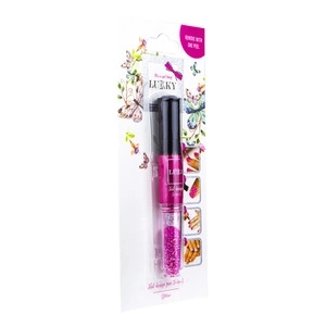 Lukky smalto per unghie 2 in 1 con glitter, fucsia