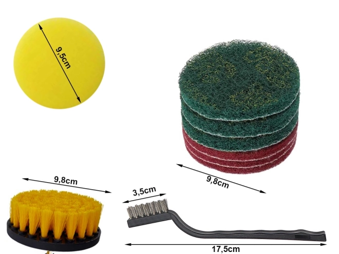 Set di tamponi per lucidatura a trapano con spazzole e panni in microfibra