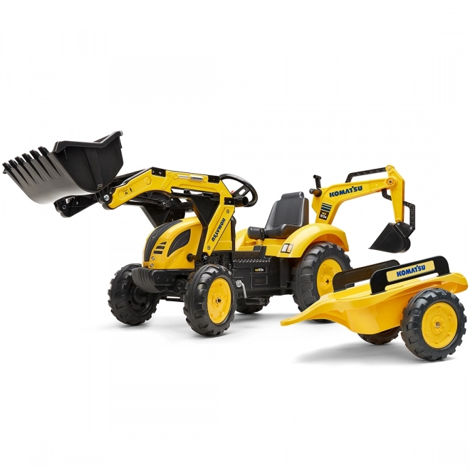 Trattore a pedali Komatsu con benna anteriore e posteriore e rullo