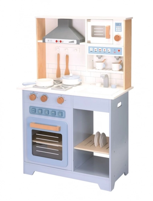 Cucina interattiva in legno con cappa