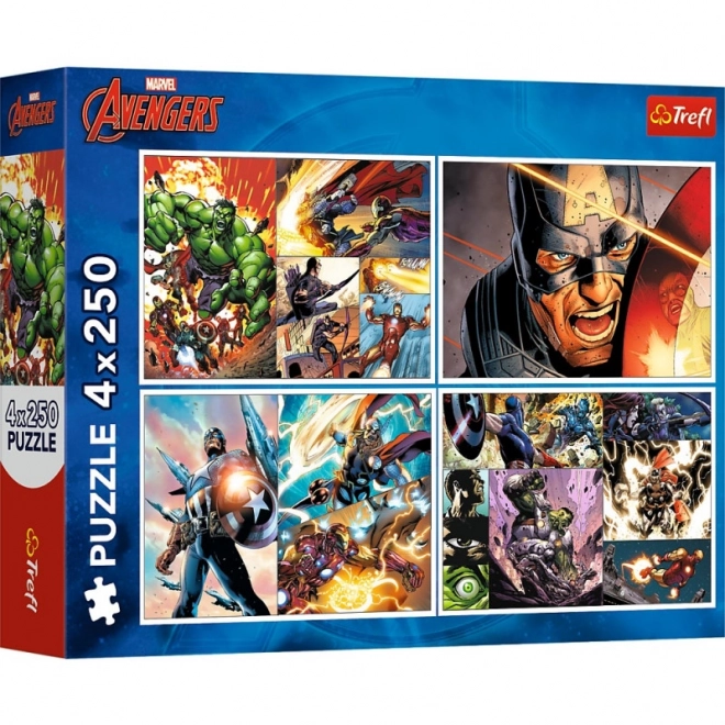 Puzzle 4 x 250 pezzi Giorni eroici Avengers