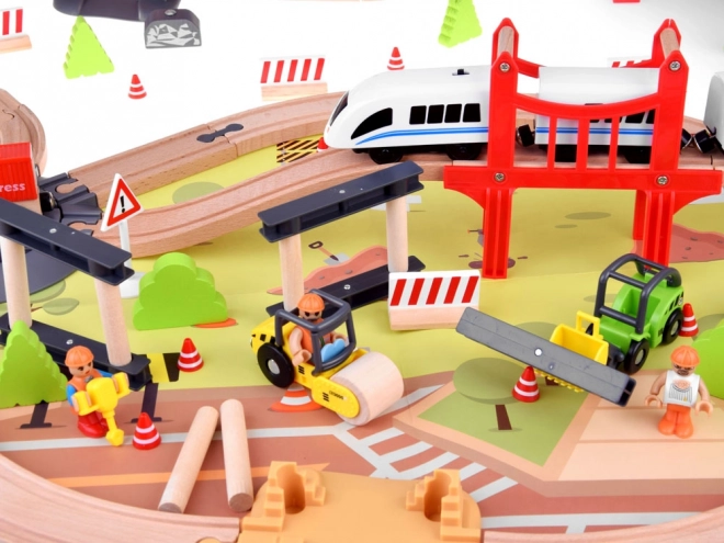 Set gioco di legno per bambini con treno e gru