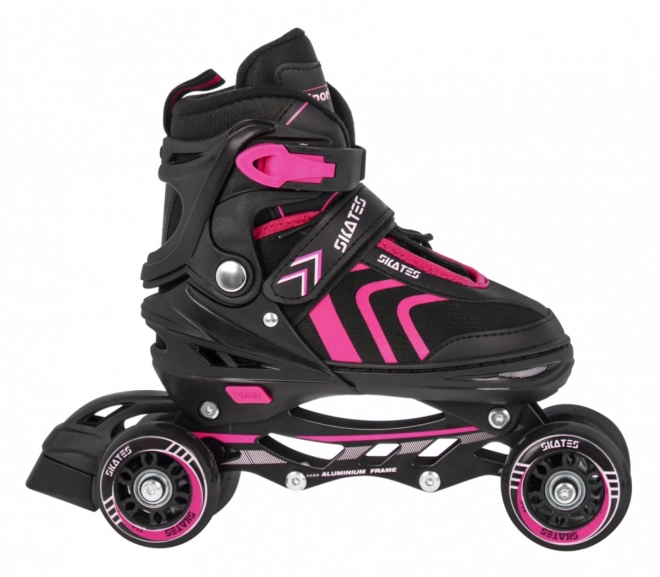 Set 4 in 1 Pattini a rotelle, rollers e pattini da ghiaccio per bambini taglia 29-33 Rosa – Rosa