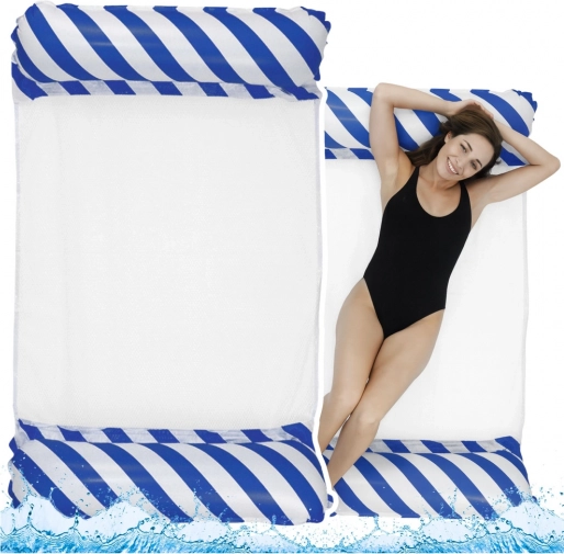 Amaca galleggiante gonfiabile bianco-blu navy 120x70cm