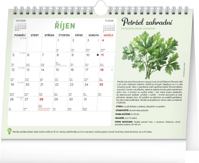 Calendario pianificatore mensile con semi Notique 2026