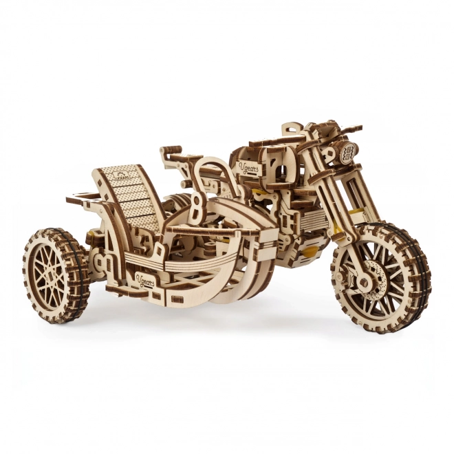 Moto Scrambler con Sidecar Ugears 3D Puzzle Meccanico di Legno