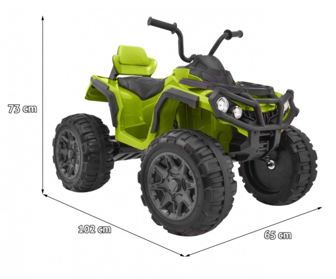 Quad per bambini a batteria verde + ruote in EVA + radio MP3 + LED + avvio lento