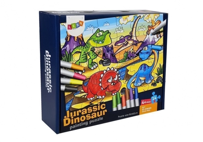 Puzzle da colorare dinosauri con pennarelli