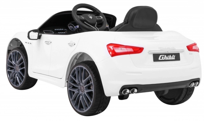 Maserati Ghibli batteria per bambini Bianco + Telecomando + Avvio lento + EVA + MP3 USB + LED