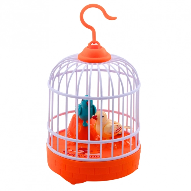 Uccelli Cantanti con Gabbia Arancione