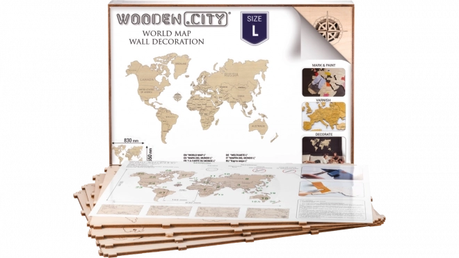 Mappa del mondo in legno WOODEN CITY grande