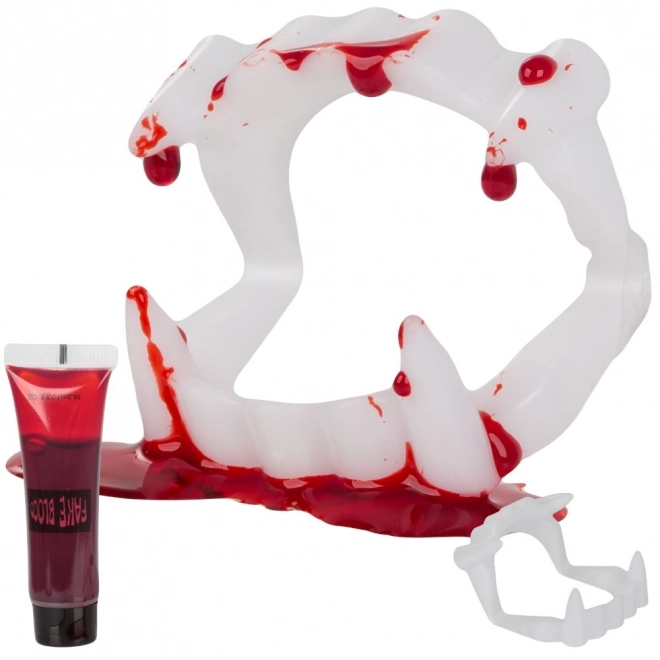 Set di zanne finte e tubo di sangue per Halloween