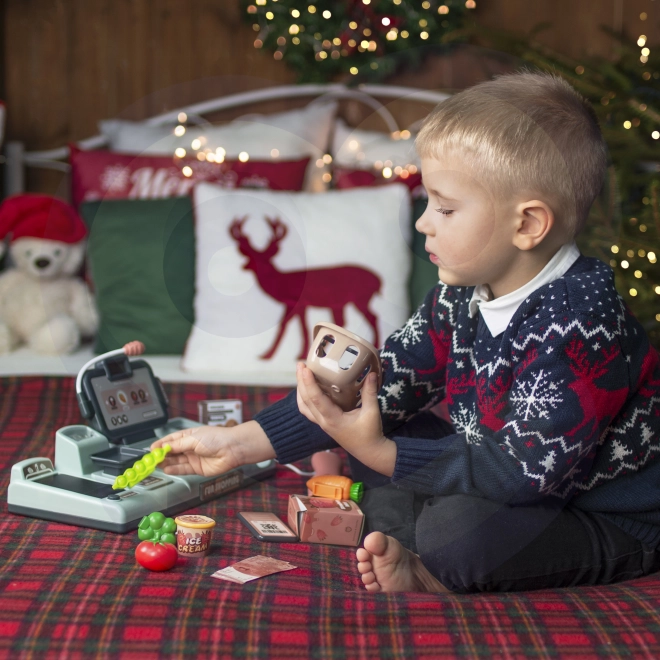 Cassa giocattolo con scanner, bilancia e microfono + 25 accessori per bambini