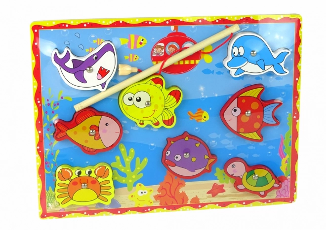 Set da Pesca Magnetico in Legno con Pesci Colorati