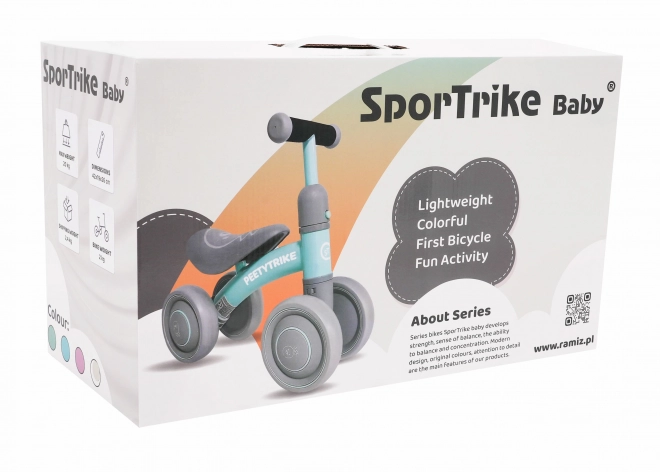 Primo Triciclo Senza Pedali per Bambini Verde a 4 Ruote PettyTrike