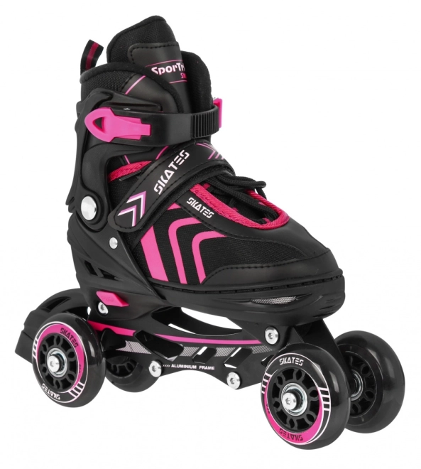 Set 4 in 1 Pattini a rotelle, rollers e pattini da ghiaccio per bambini taglia 29-33 Rosa – Rosa