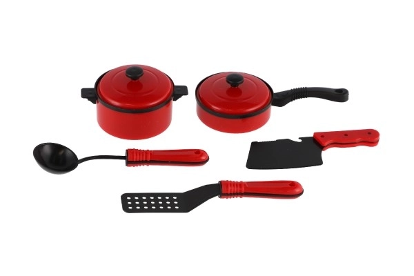 Set di utensili da cucina in plastica rossi