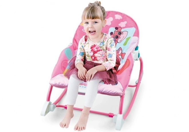 Culla Dondolo Sedia a Sdraio per Bambini 2 in 1 Rosa