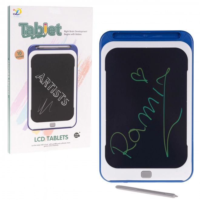 Tablet da disegno 10 pollici per bambini blu con stilo e disegni colorati