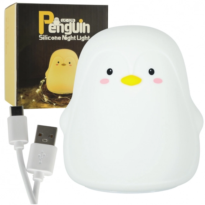 Lampada notturna a forma di pinguino, LED in silicone per bambini