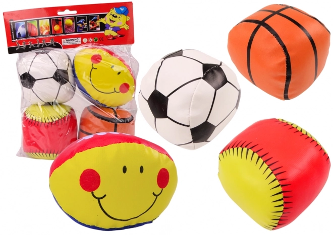 Set di palline sportive morbide: calcio, basket, baseball, rugby