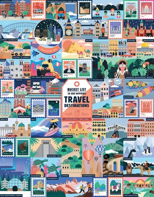 RIDLEY'S GAMES Puzzle Bucket List: 50 straordinarie mete turistiche 1000 pezzi