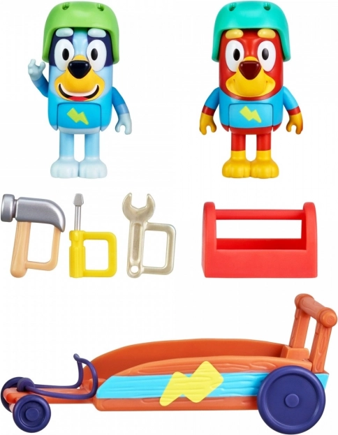 Figurine Bluey Gokart con 2 cagnolini