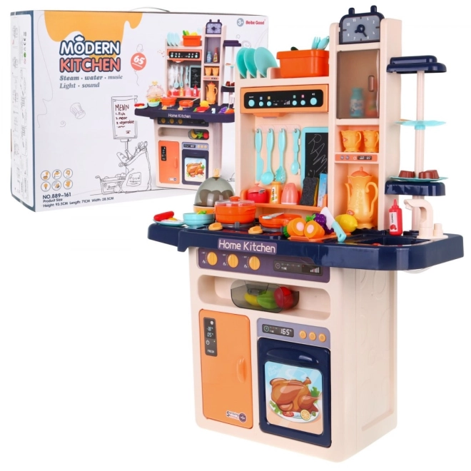 Cucina Blu per Bambini con Rubinetto e Piano Cottura a Vapore – blu