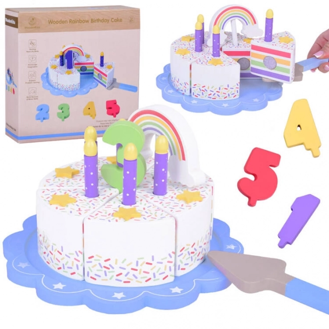 Torta di compleanno in legno a fette per bambini