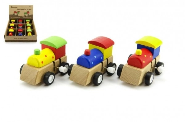 Locomotiva a chiavetta in legno 7 cm - 3 colori assortiti