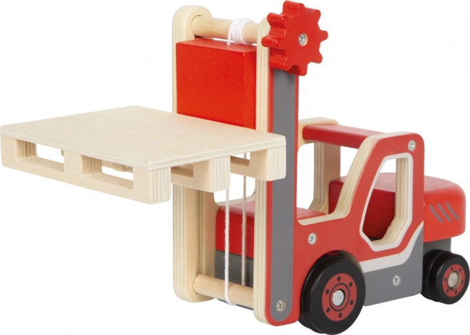 piccolo carrello elevatore in legno con pallet
