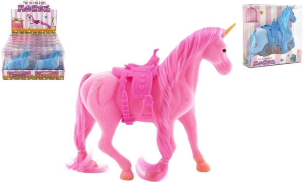 Unicorno di peluche in plastica con sella