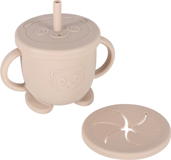 Bicchiere 2 in 1: con cannuccia e per snack