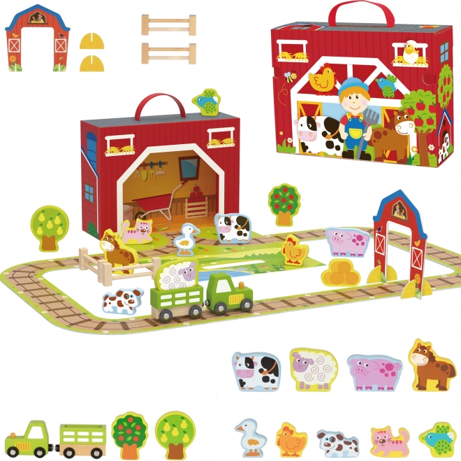Fattoria di legno in valigetta Tooky Toy