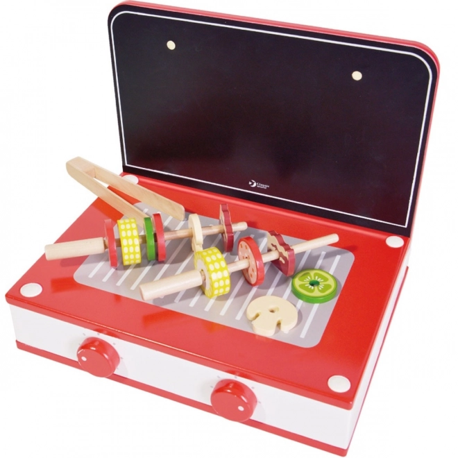 Cucina Classica World in Legno 2 in 1 con Grill e Fornello per Bambini, 22 Pezzi