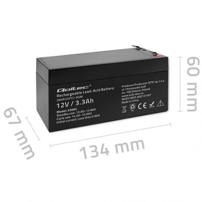 Batteria AGM 12V 3.3Ah