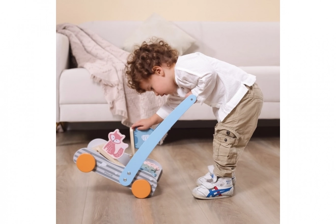 Carrello primi passi animali in legno