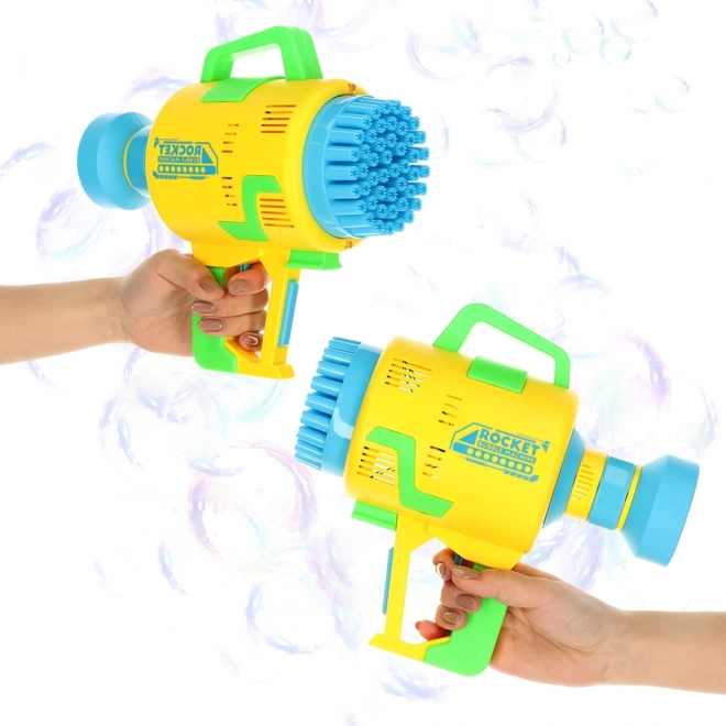 Pistola per bolle di sapone con luci gialle