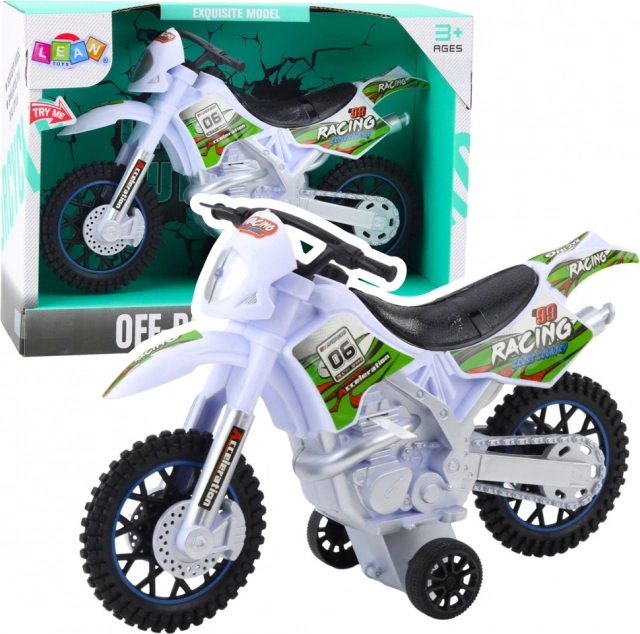 Giocattolo da motocross fuoristrada con luci e suoni – bianco