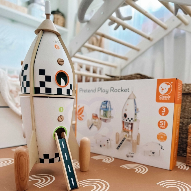 Razzo in Legno per Bambini con Figurine