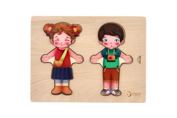 Puzzle vestiti in legno per bambina/bambino