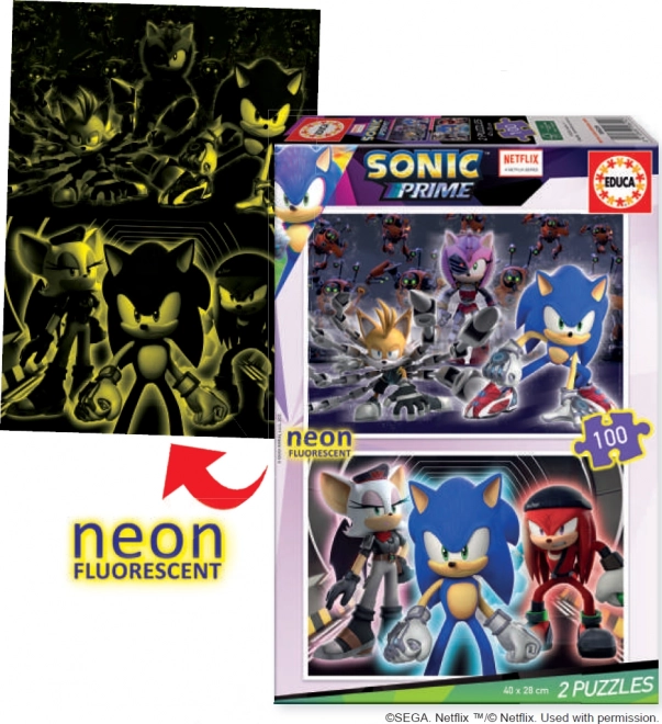 Sonic Prime puzzle fluorescenti 2x100 pezzi