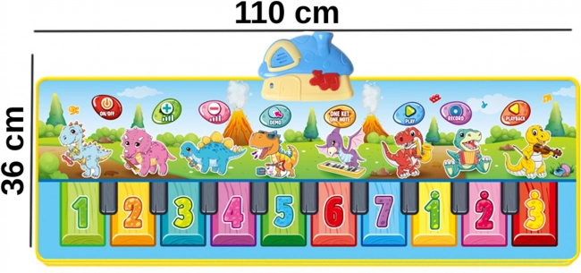 Tappetino Musicale Dinusie XXL 2in1 con pianoforte e 8 melodie 110 cm