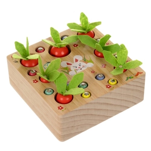 Gioco in legno educativo Montessori 2 in 1 orto delle carote