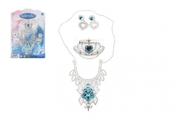 Set bellezza principessa corona+collana+orecchini plastica su scheda 18x25x3cm
