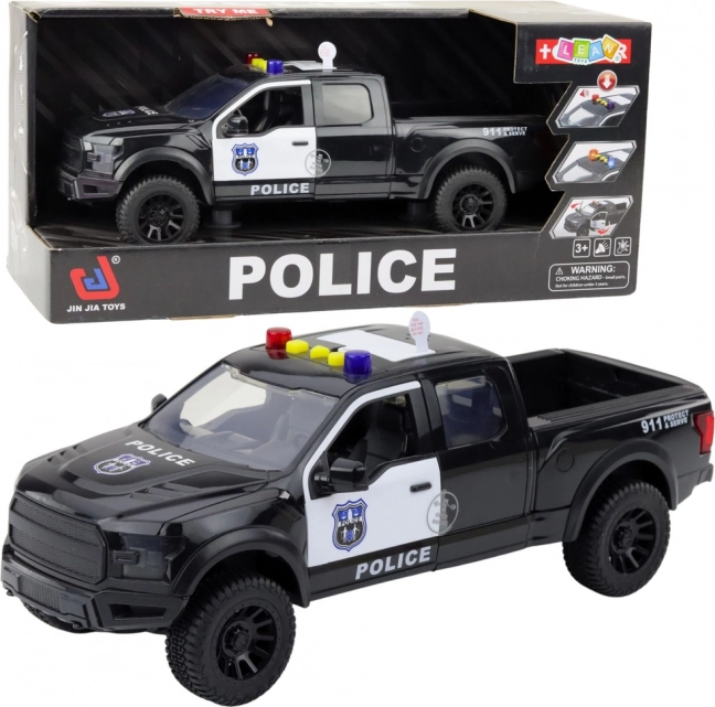 Auto della polizia fuoristrada con effetti di luci e suoni nero 1:12
