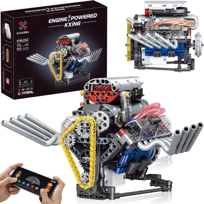 Kit di costruzione tecnica – costruisci un motore funzionante con batteria, luce e movimento (665 pezzi)