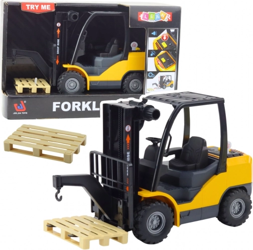 Carrello elevatore per bambini con luci e suoni, giallo